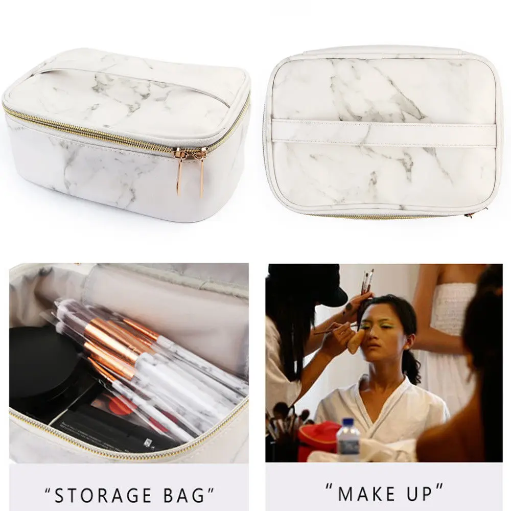 Professional Large Makeup Bag Cosmetic Case Storage Handle Organizer Travel Kit Women's Marbling Bags | Багаж и сумки