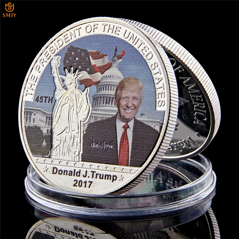 

2017 US 45th President Donald Trump Great American Celebrity Silver Plated Challenge Art Metal Coin Collectibles