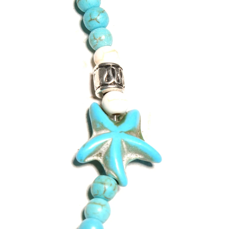 New Design Shell Pendants Starfish Turquoises Beaded Choker Necklace for Women Chic Bib Collier Femme Cowrie | Украшения и