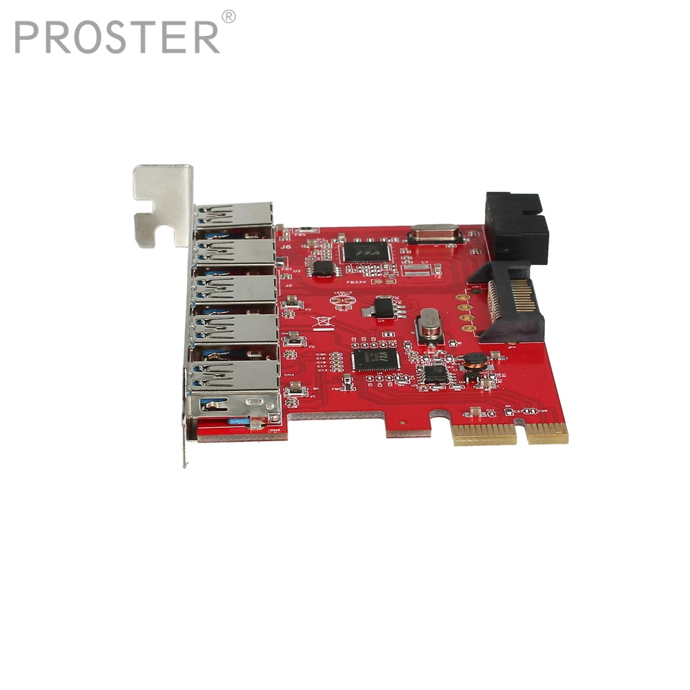 PROZOR PCI E к USB 3 0 Плата расширения Express 5 портов концентратор контроллер адаптер 20 Pin