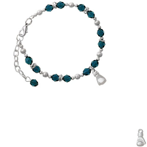 Silvertone маленькая боксерская перчатка темно-синий браслет с голубыми бусинами |