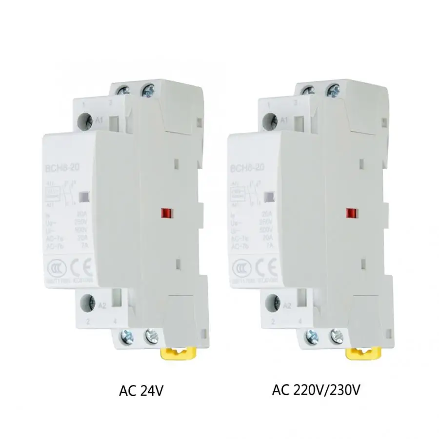 2P 20A 2NO 24V 220V/230V 50/60Hz AC контактор для дома DIN Rail Mount бытовой модульный переменного