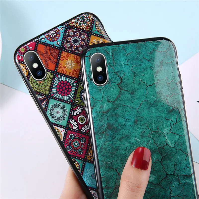 Lovebay Luxury Phone Case Epoxy Shell Marble Soil Crack 3D Pattern Girl Women Back Cover For iPhone 6 6S 7 8 Plus X XS XR Max |