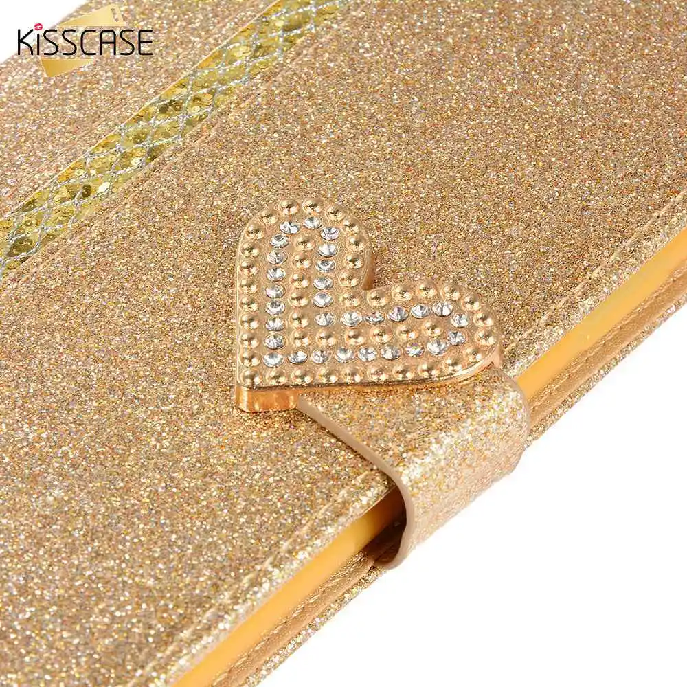 KISSCASE Gillter кожаный чехол для телефона Samsung Galaxy S8 S9 Plus Note 8 9 S7 Edge Чехлы A5 A6 A7 A8 A9 2017