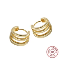 new arrival 925 silver multi layer hoop earrings gold color for women small hollow round circle earring jewelry gift zk40
