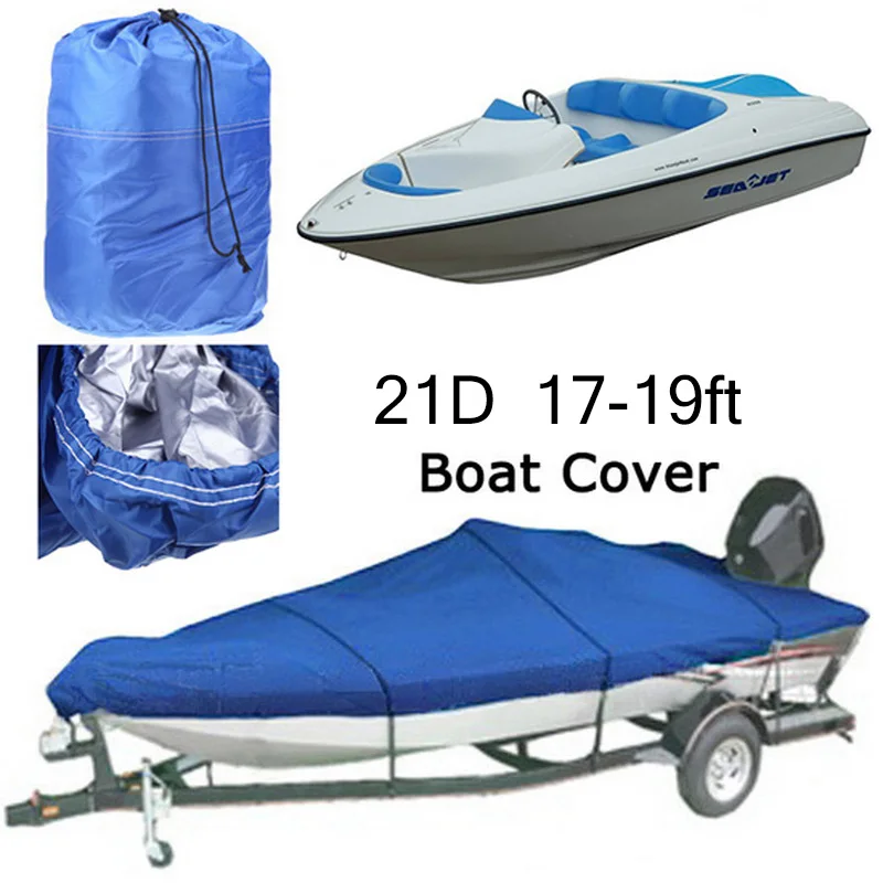 

Waterproof UV Protected Trailerable Boat Cover Heavy Duty Oxford 210D Grey Blue V-Hull Marine Grade Boat Cover 17-19ft 20-22ft