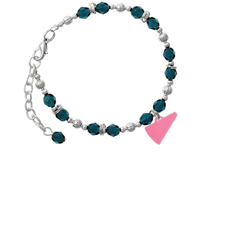 Acrylic 3/4&quot Hot Pink Megaphone Navy Blue Beaded Bracelet |