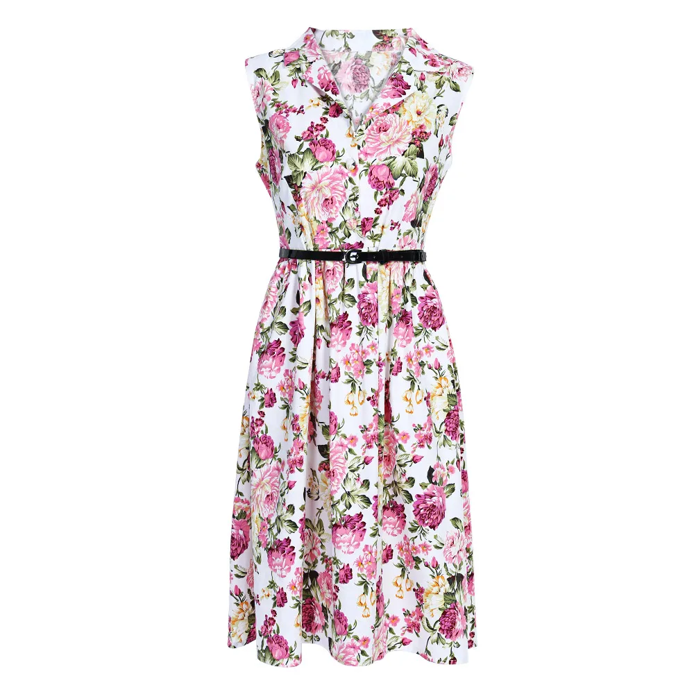 Повседневное летнее платье женское с коротким рукавом молния в виде цветка пояс