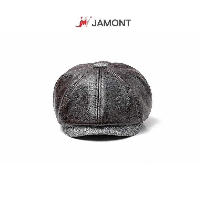 JAMONT новая осенне-зимняя восьмиугольная шляпа из искусственной кожи кепка газетчика мужские теплые детективные шапки Мужские береты с козырьком береты козырьки