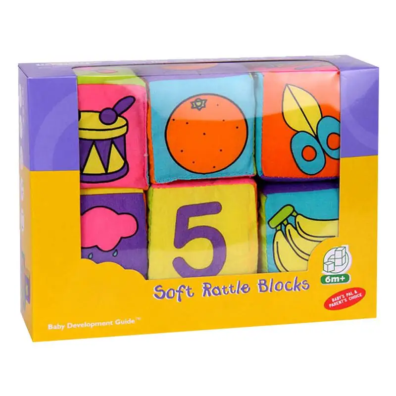 

23*17*7cm 6pcs/set Baby colorful Cloth Building Blocks Soft Rattle Sound early Educational Toys Baby Soft Cube toy