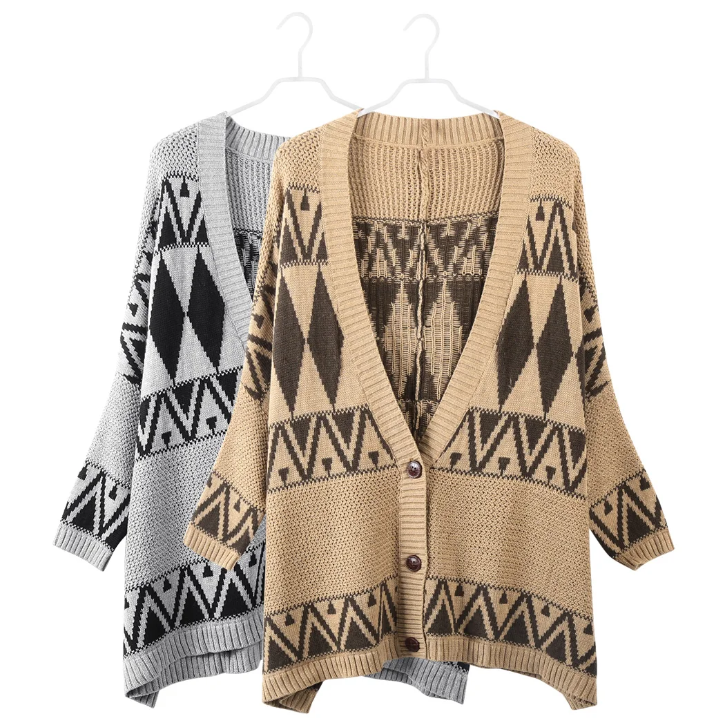 2019 Spring Boho Loose Sweater Cardigans Knitwear Women Autumn Knitted Lattice Cardigan Single Breated Jacket Pull Femme |