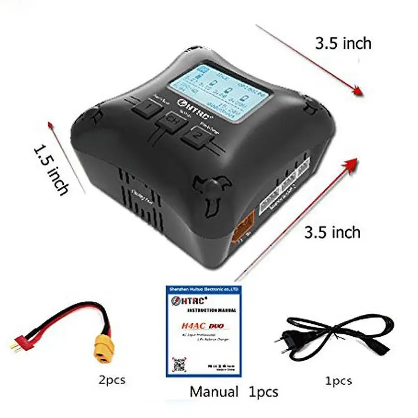 Горячие предложения Eu Plug Htrc Lipo Battery Charger Duo Mini Rc Dual Port 20Wx2 2A X2 H4Ac для 2 4S Charging|Зарядные