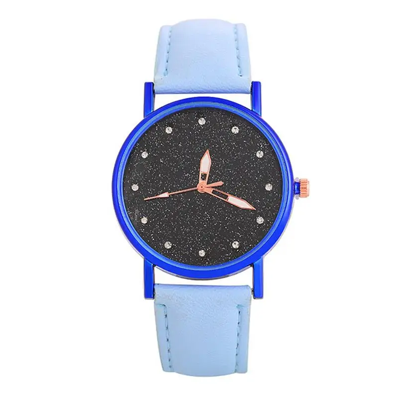 Роскошные женские часы кожаные Звездное небо модные бриллиантовые Женские
