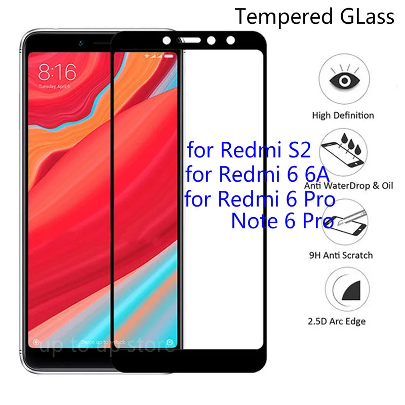 Защитное стекло для Xiaomi Redmi S2 6 Pro Полное покрытие закаленное 6A Note Защитная пленка