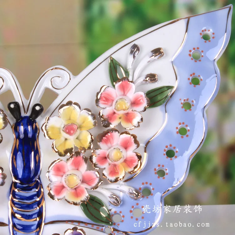 

Flower Butterfly Decorative Wall Dishes Porcelain Decorative Plates Vintage Home Decor Crafts Room Decoration Figurine