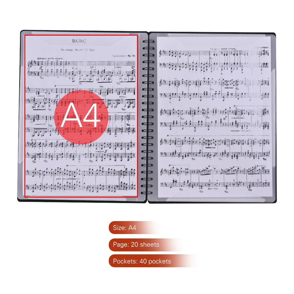 Multifunctional Music Score Holder A4 Size Paper Sheet Document File Organizer Folder with 40 Pockets | Спорт и развлечения