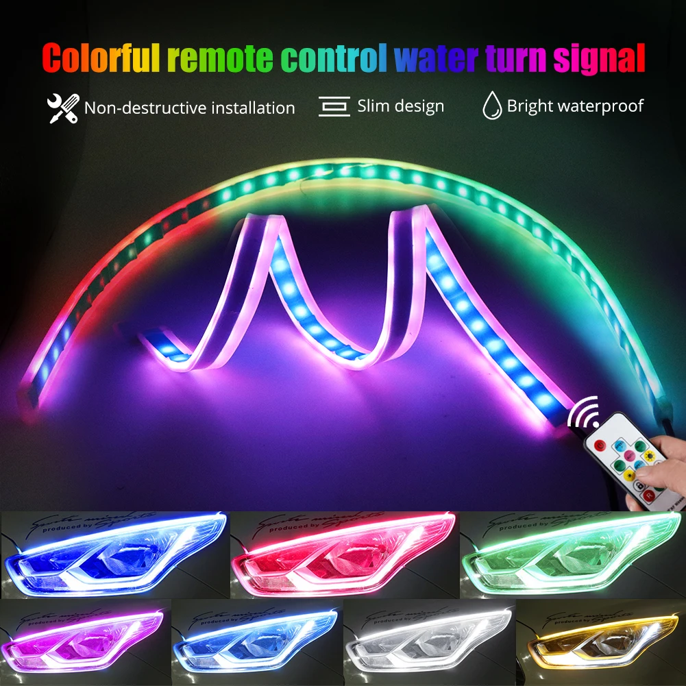 СВЕТОДИОДНЫЙ DRL Дневной светильник RGB светодиодный полосы лампы течет поворотов