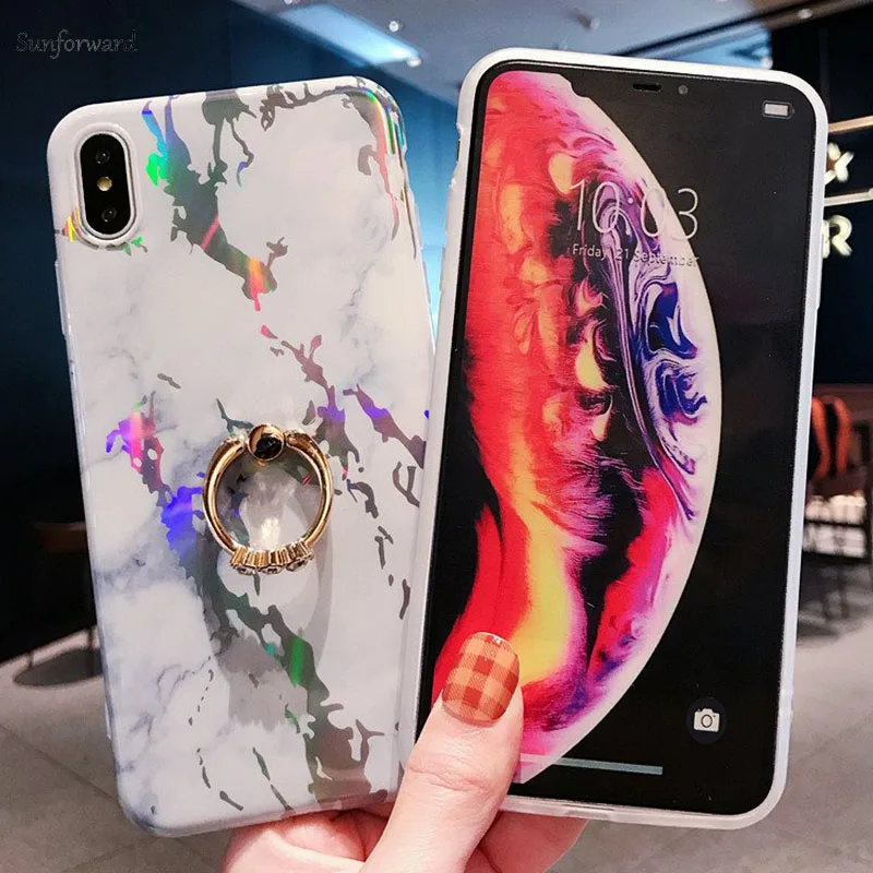 Роскошный Мраморный чехол для iPhone X XS MAX XR силиконовое мягкое кольцо