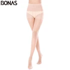 BONAS 6 шт.лот 30D тонкие колготки для девочек, сексуальные нейлоновые материалы, модные тонкие колготки для женщин, однотонные женские колготки из полиэстера