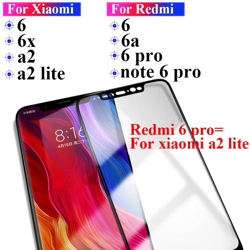 9h полное 10D защитное стекло 6 для Xiaomi 6x A2 Lite защита экрана Redmi 5 plus 6a 7 Note Pro