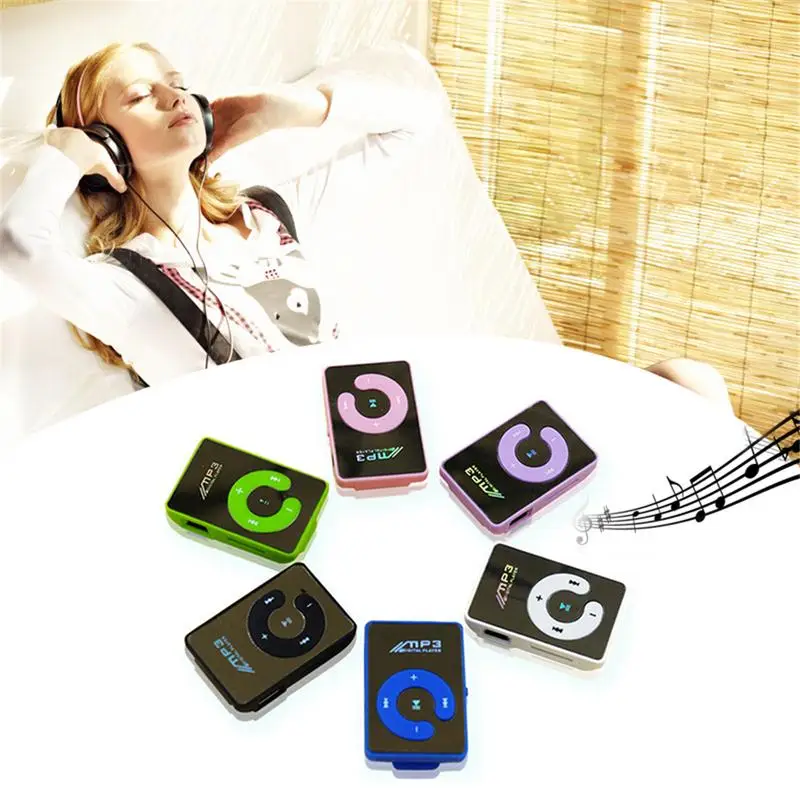 6 цветов зажимы mp3-плеер мини Поддержка 8 ГБ TF карта с usb-кабелем и наушниками |