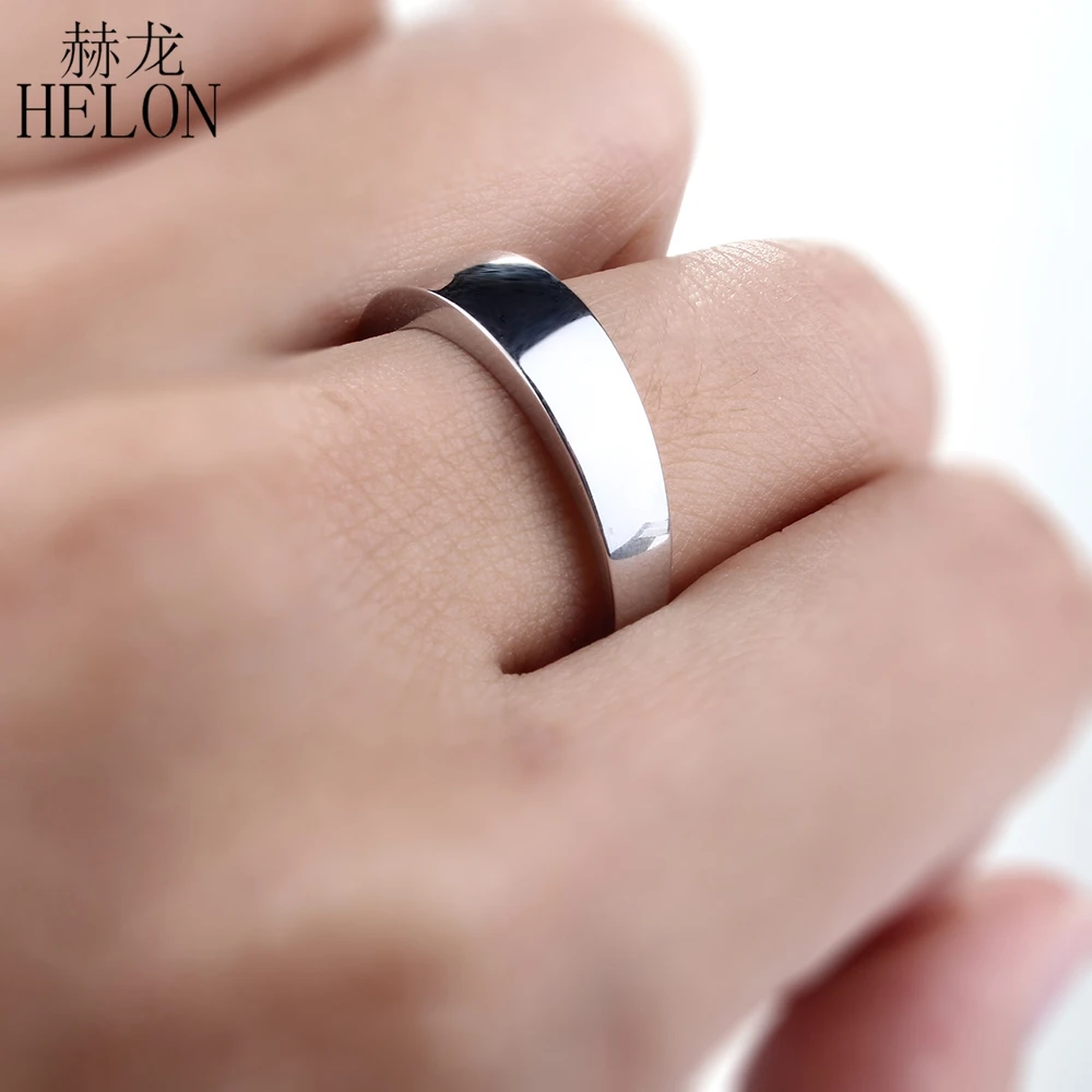 HELON Solid 10K White Gold simple elegant Trendy Fine Jewelry Engagement Wedding Anniversary Ring Band Men's Style | Украшения и