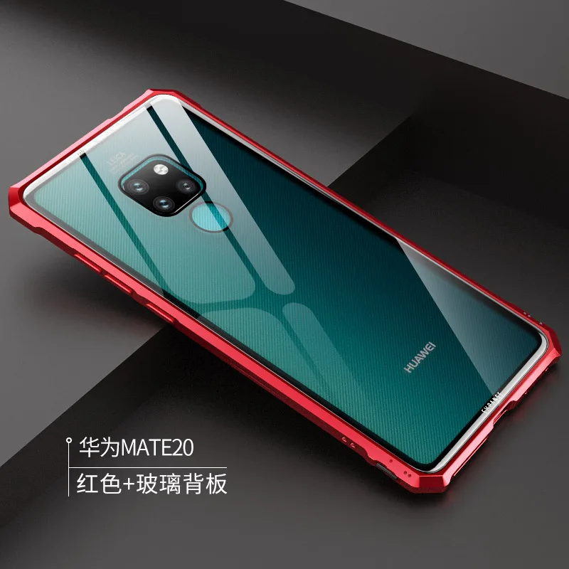 Huawei Mate 20 Lite Bumper Mate20X Phone Cases Aluminum Metal Frame with Clear Tempered Glass Back Cover for Pro |