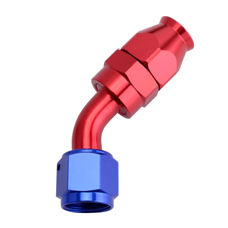 SPEEDWOW AN8 Fitting Adapter Aluminum 45 Degree Oil / Fuel /Swivel Reusable Hoes End Fit Hose Red With Blue | Автомобили и