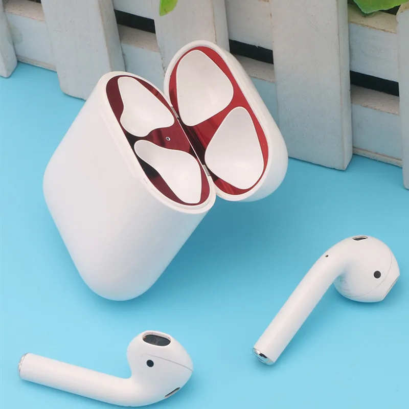 Металлическая защита от пыли Защитная Наклейка для Apple AirPods чехол аксессуар