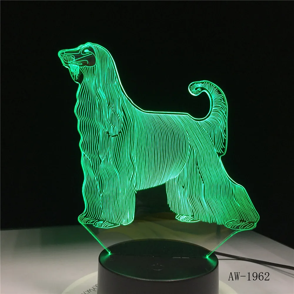 Afghan Hound самая красивая собака 3D светодиодная лампа 7 видов цветов USB сенсорные