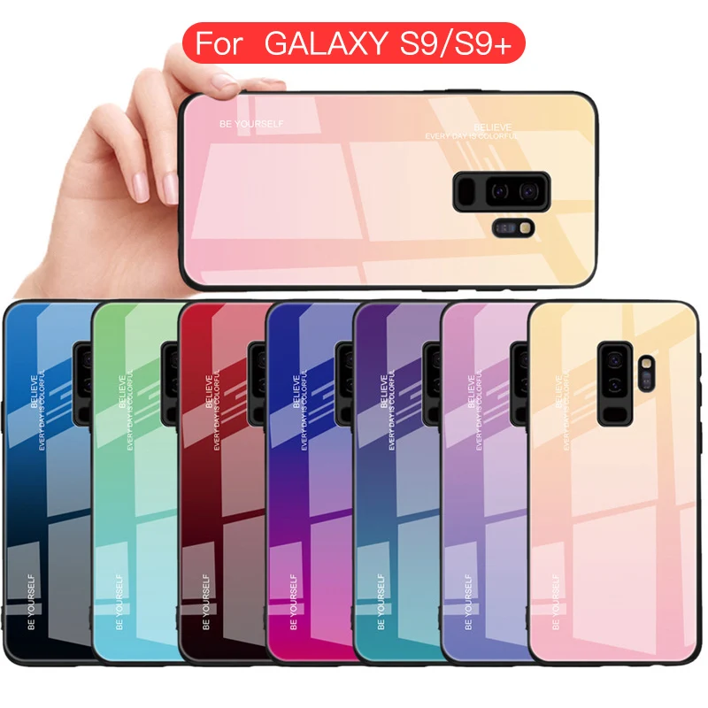 Phone Case For Samsung S8 Plus Note 8 9 Luxury Silicon Tempered Glass Back Cover S9 A5 A7 2017 A8 J4 J6 J8 2018 |