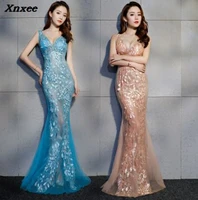 2018 new trendy elegant embellished appliques gown wedding party sexy dress gorgeous embroidery long dress sheer cheap