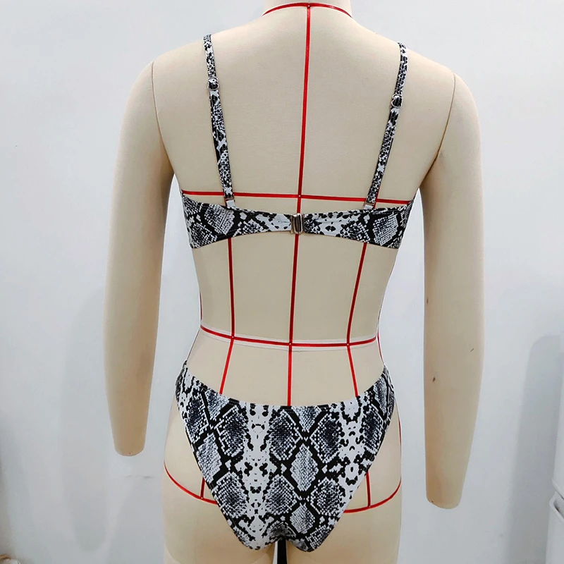 Chictorso женский бикини костюм змея две детали с принтом набор пляжный укороченный