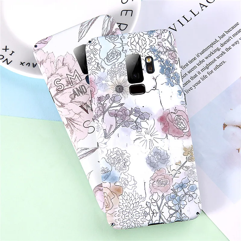 Lovebay New Smile Hard Matte Flowers Letters Painting Pattern Case For Samsung Galaxy Note 8 9 S8 S9 Plus Phone Cover Smart Capa |