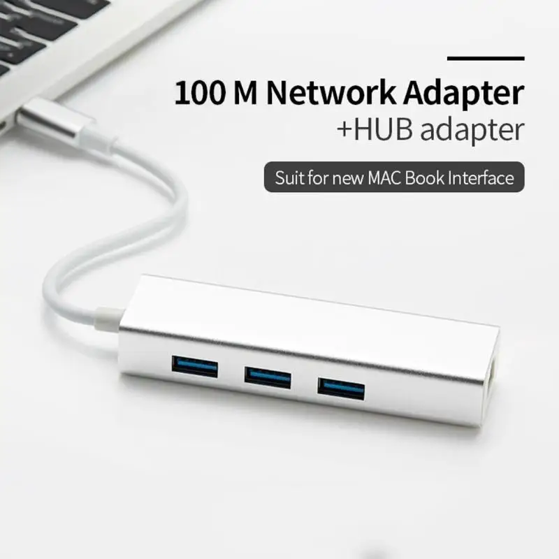 COMFAST 3 Port USB 3.0 Hub Type C to RJ45 Network Card Adapter for MacBook | Компьютеры и офис