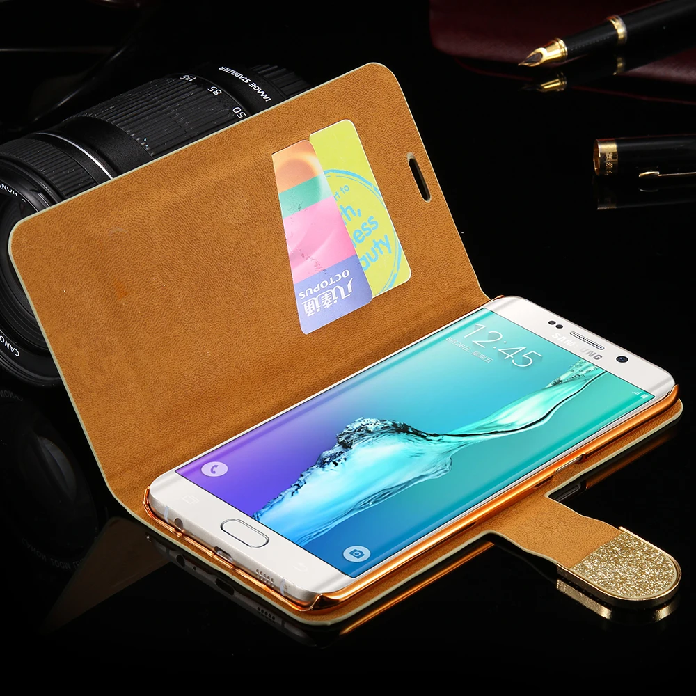 KISSCASE Wallet Card Holder Case For S7 S6 Rhinestone Bling Diamond Leather Phone Samsung Galaxy edge Plus Cover Bag | Мобильные