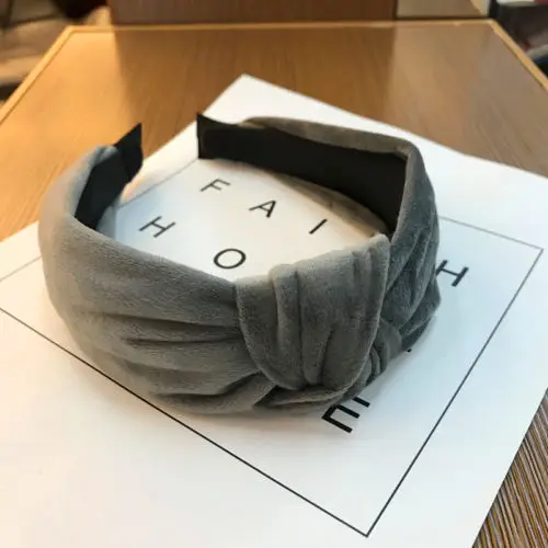 Женская тканевая повязка на голову с бантом широкий обруч бархатная Бохо для