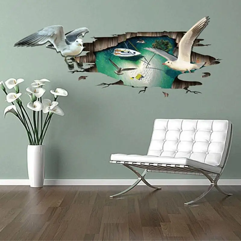 3D DIY Seagull остров уплотненный водонепроницаемый ПВХ самоклеющиеся наклейки на