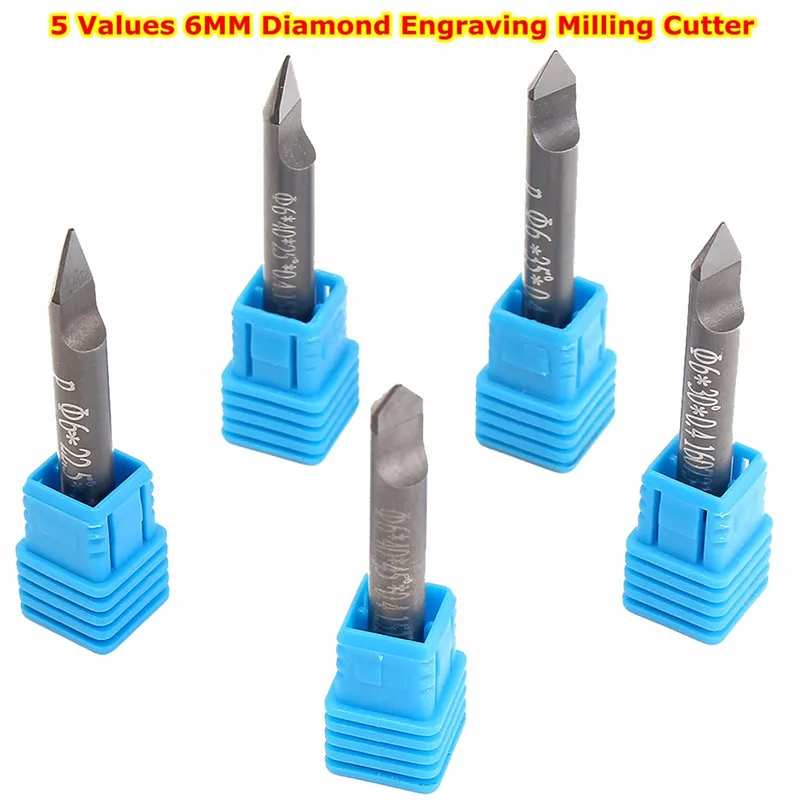 6 мм Гравировальный фрезерный резак 5 значений мраморный гранит ЧПУ Алмазное
