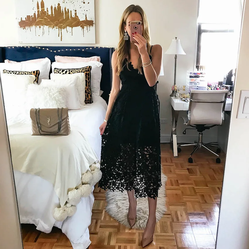 Mid-Calf Lace Dress Women Casual Dresses A-Line Vestidos | Женская одежда