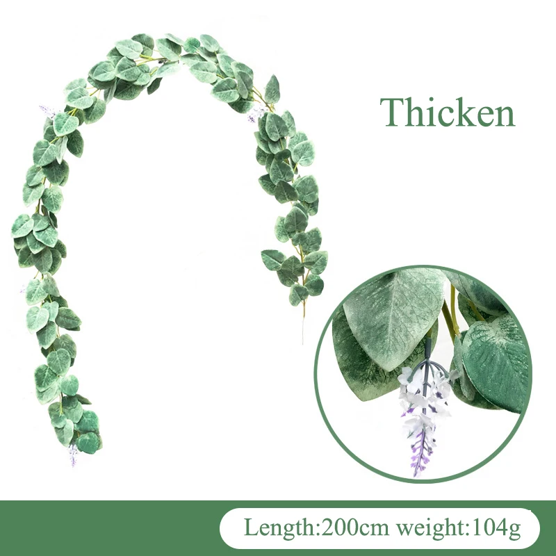 2 м лоза из искусственного эвкалипта с цветами гирлянда плюща искусственные