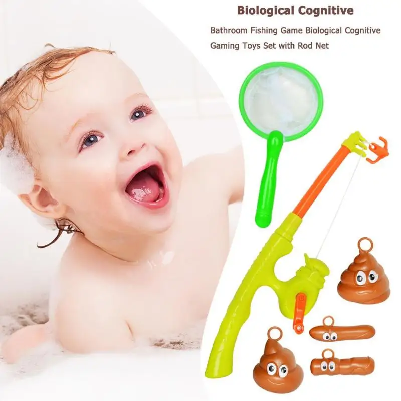 Дети Poop рыбалка игра ванная биологические когнитивные игрушки набор с