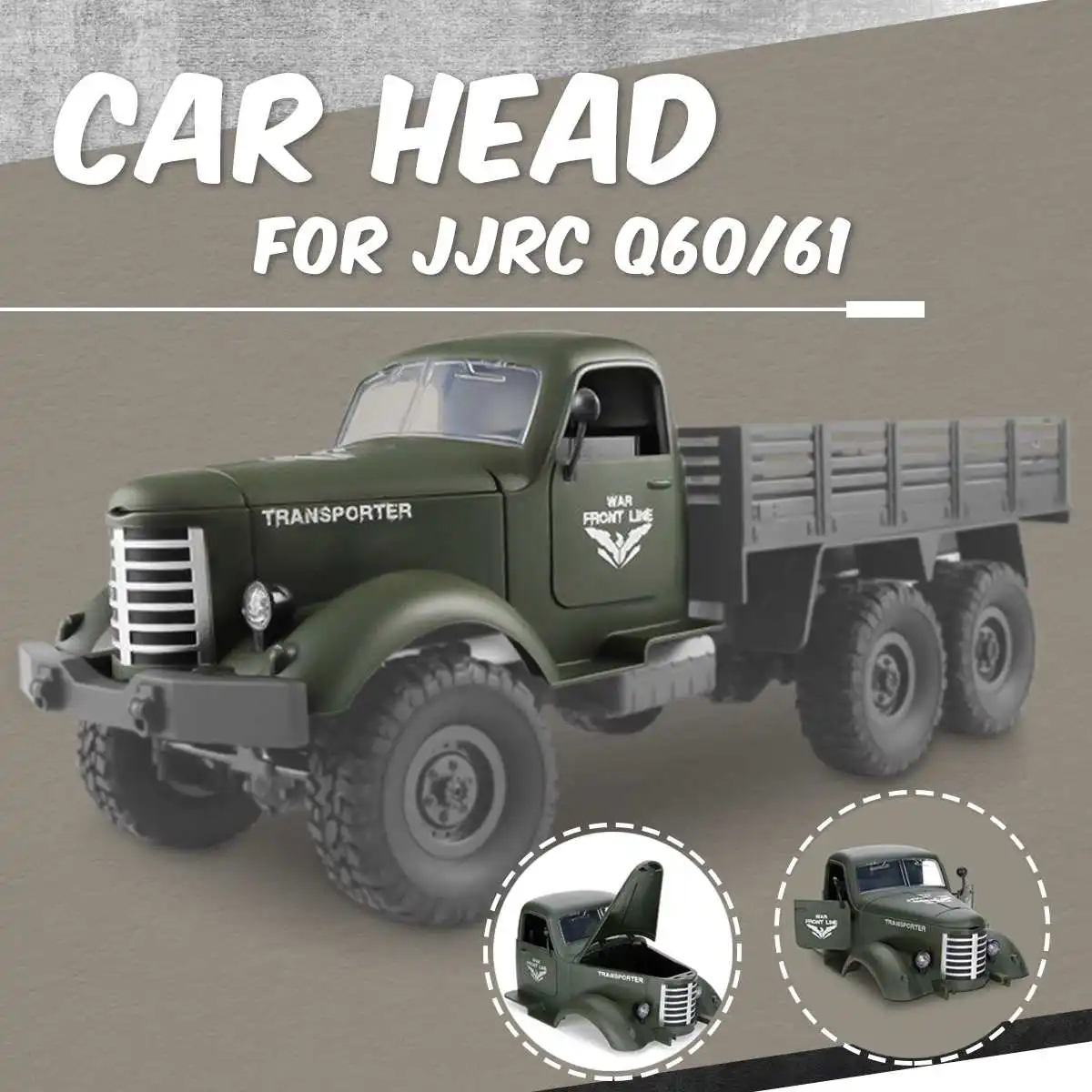 Для JJRC Автомобильная головка корпус корпуса автомобиля пластик для Q60 Q61 1/16 2,4G внедорожный военный багажник гусеничный RC автомобиль запчасти зеленый