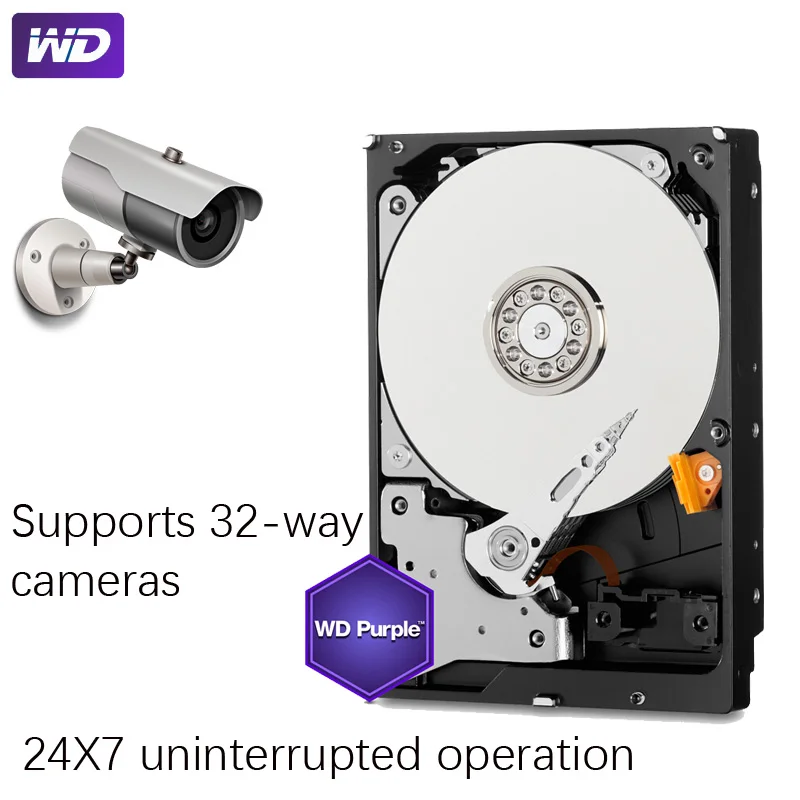 WD фиолетовый наблюдения 2 ТБ жесткого диска SATA III 64M 3 5 &quotHDD HD Жесткий диск для