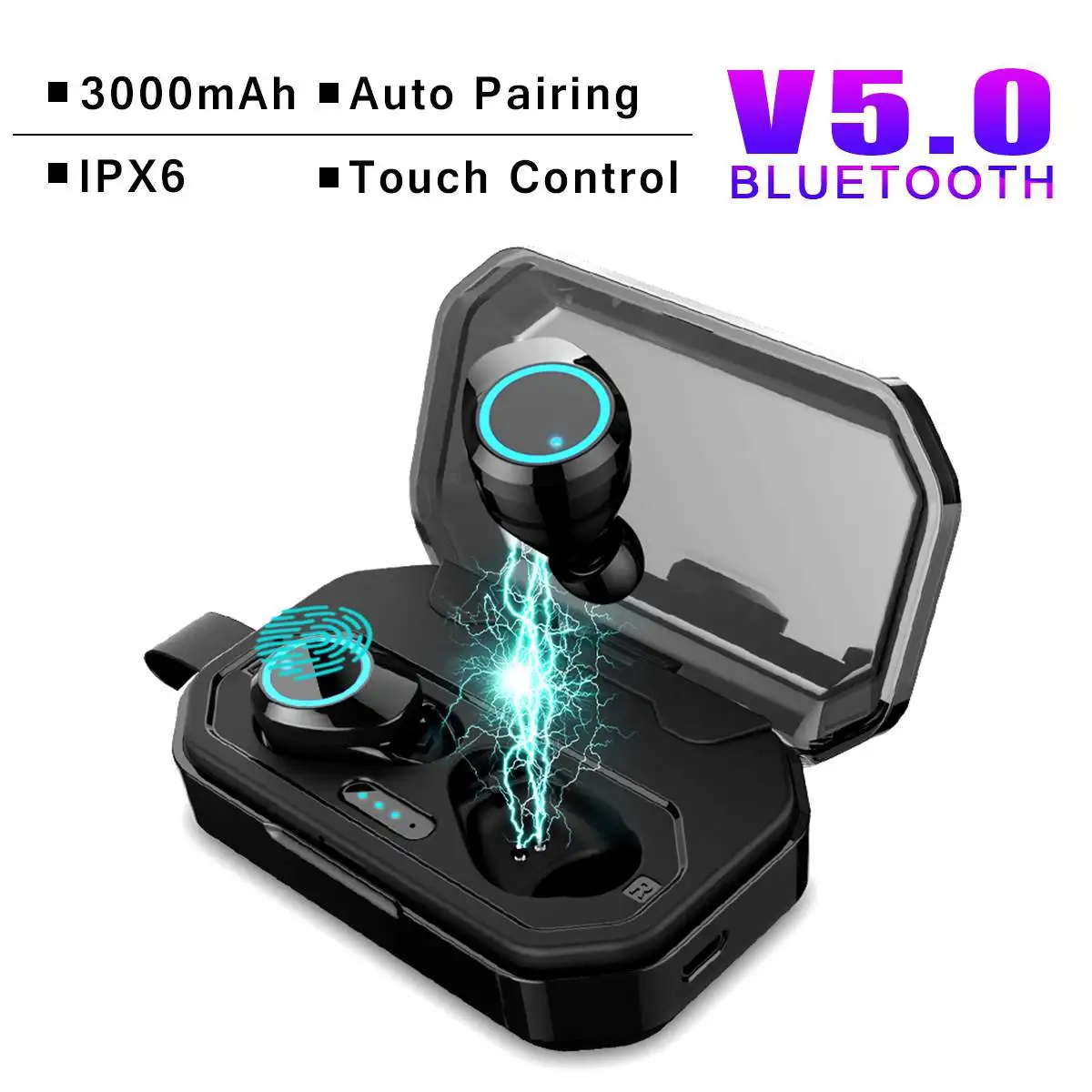 Bluetooth V5.0 TWS Беспроводные наушники с сенсорным управлением CVC8.0 шумоподавление 3000