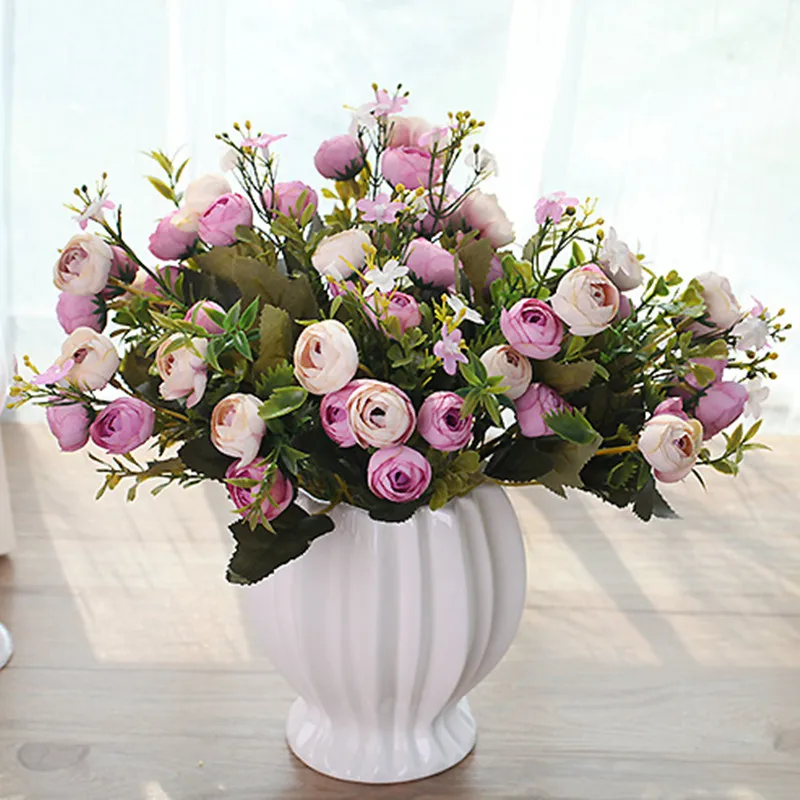 10 головок в комплекте шелковые Чайные розы букет невесты для рождества дома