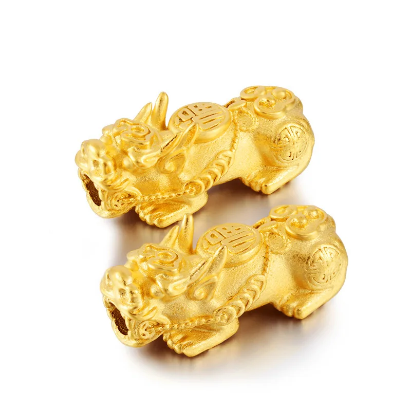 Vietnam Alluvial Gold Big Pixiu Top Quality No Fade Brass Pixiu Beads Jewelry Accessories Findings