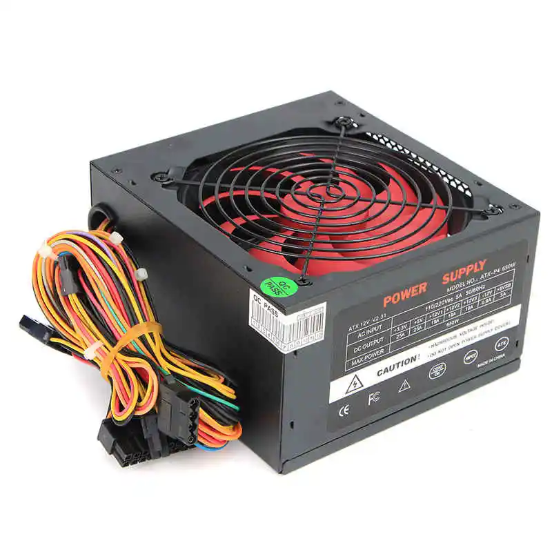 650 Вт ПК компьютер Питание компьютер PC источник питания ЦП 20+ 4-pin 12 см вентиляторы блок питания ATX 12В Molex PCIE W/SATA PCIE подключения компьютерами