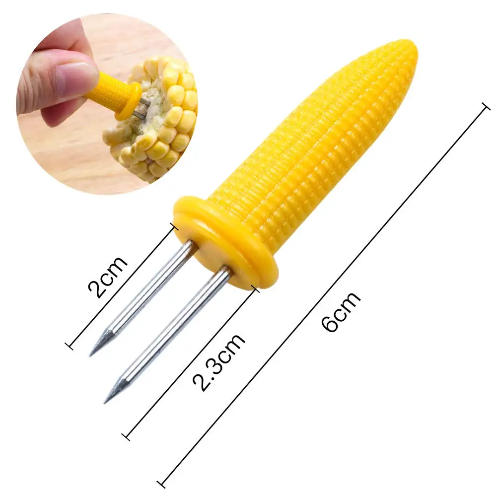 Hot Sale 20 Pieces Stainless Steel Corn Holders On The Cob Skewers For Bbq Twin Prong Sweet Holder Home Cooking Fork |