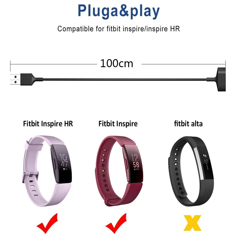 Для Inspire Hr зарядное устройство 2 Pack 3. 3 фута/100 см замена Usb кабель для сердечного